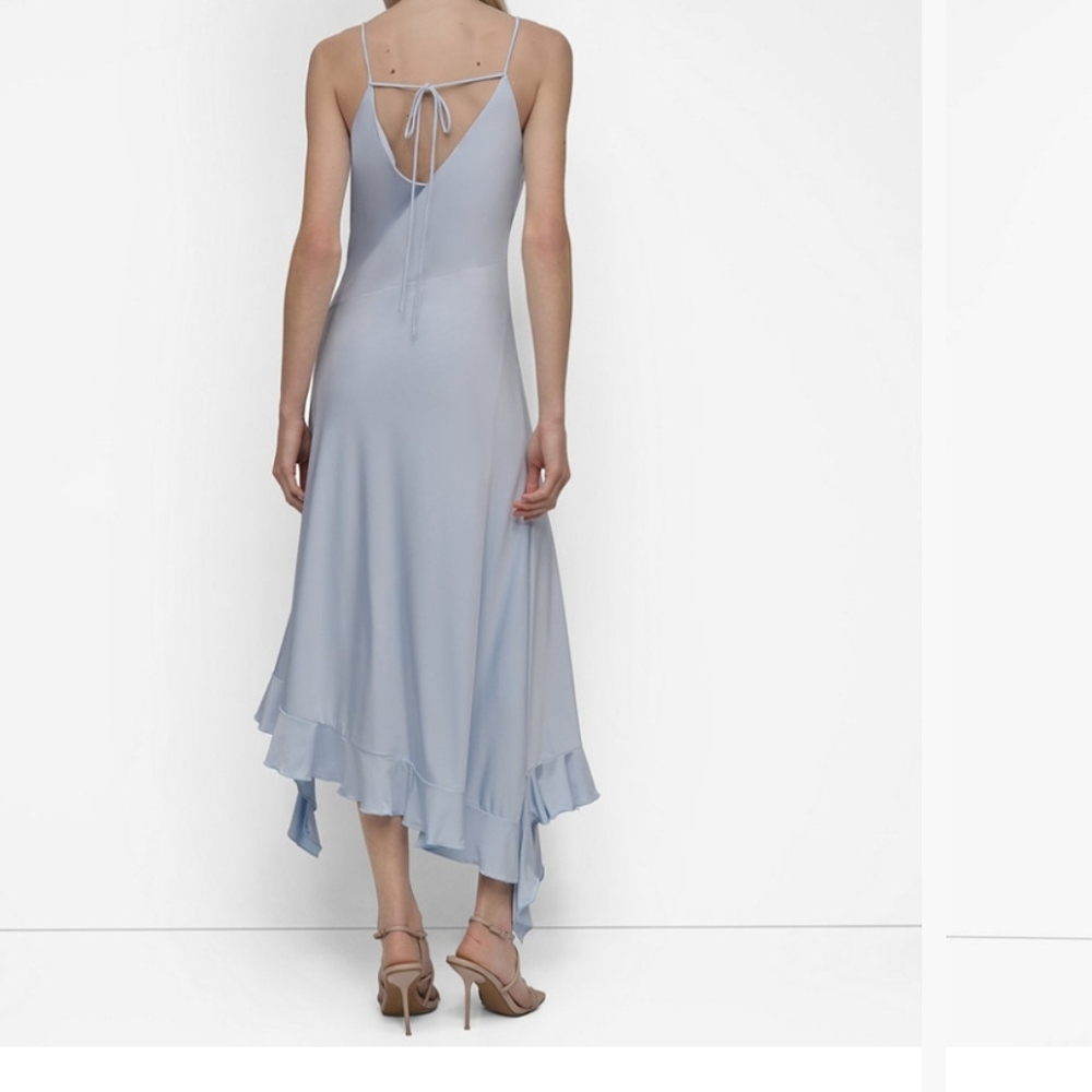 DKNY Powder Blue Ruffle High-Low Slip Dress - Picture 3 of 5